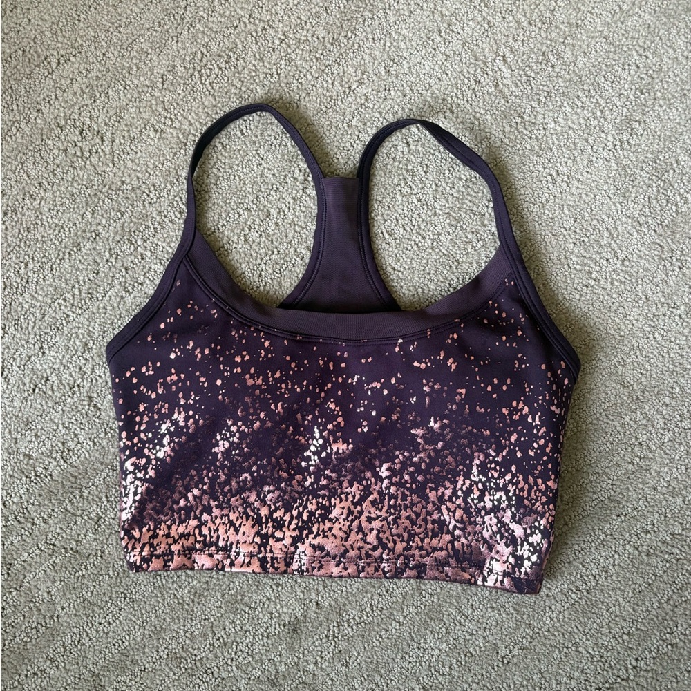 Marika Speckled Purple and Rose Gold Sports Bra